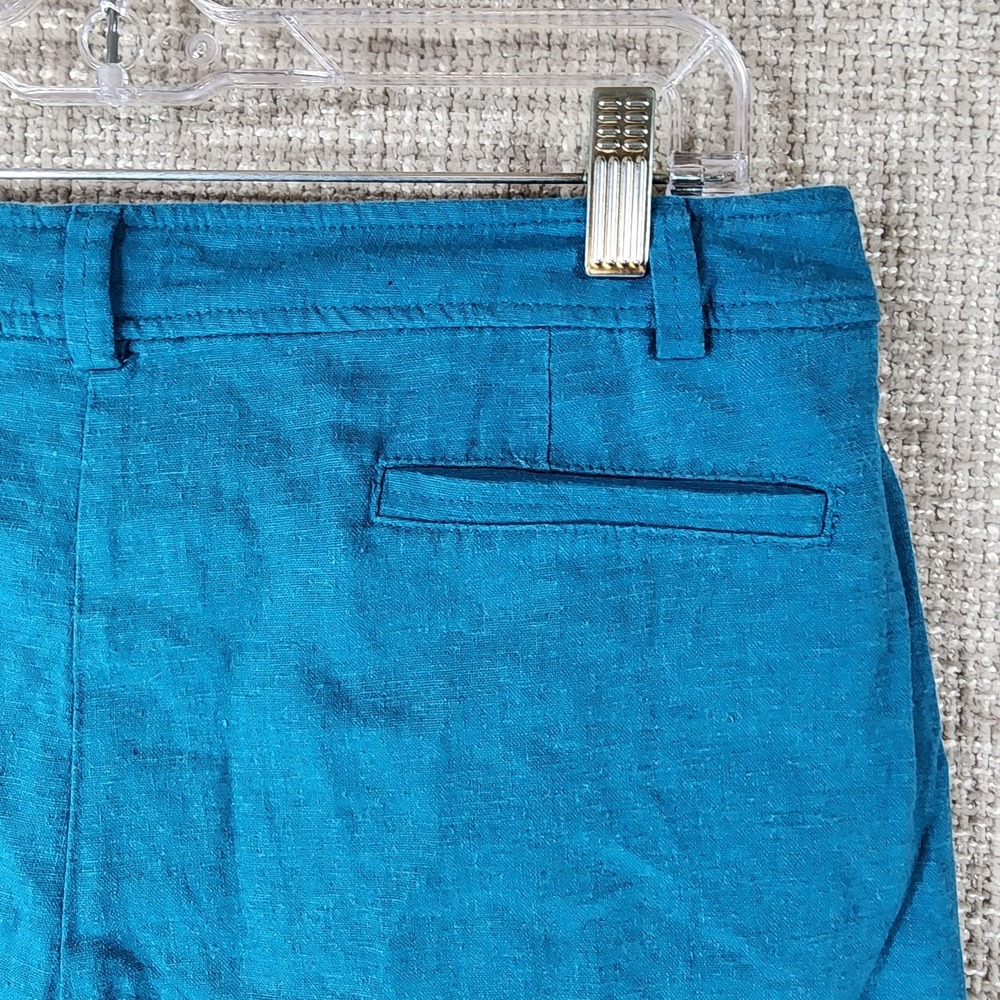 Pendleton Linen Blend Wide Leg Pants Womens 12 Turquoise Zip Button NWT - Picture 8 of 14